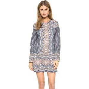 BCBG $268 Azria Allina Dress Size L‎ Lace Long Sleeve Cocktail Shift (K415)
